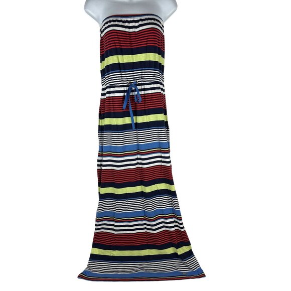 Tommy Hilfiger Strapless Striped Maxi Dress Size S Cotton & Modal Blend - Picture 1 of 7